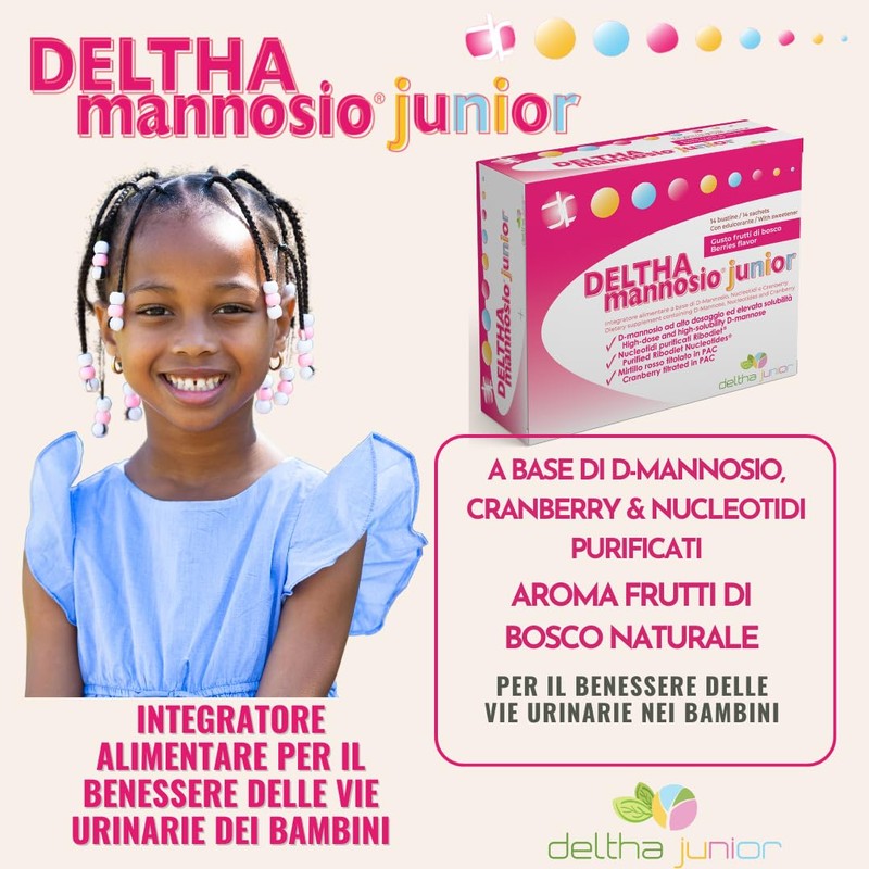 DELTHAmannosio Junior D Mannosio alto dosaggio 500mg Mirtilli rossi e