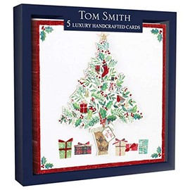 Tom Smith Luxury Handcrafted Boxed Christmas Cards Festive Tree Pack of 5 15 x 15 x 3 cm