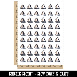 Simple Sailboat on Ocean Water Temporary Tattoo Water Resistant Fake Body Art Set Collection - 54 1" Tattoos (1 Sheet)