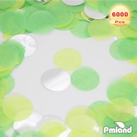 PMLAND Tissue Paper Table Confettis Round Circles for Parties Crafts and Decoration 2.5 cm (1 Inch) Pack of 6000 Pieces - Green Lime Silver