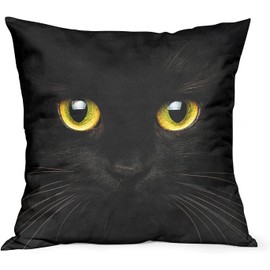 ZFENGYYUAN Black Cat Cushion Cover Decorative Cotton Throw Pillow Case Couch Sofa Living Room Indoor Outdoor Home Decor 45x45cm