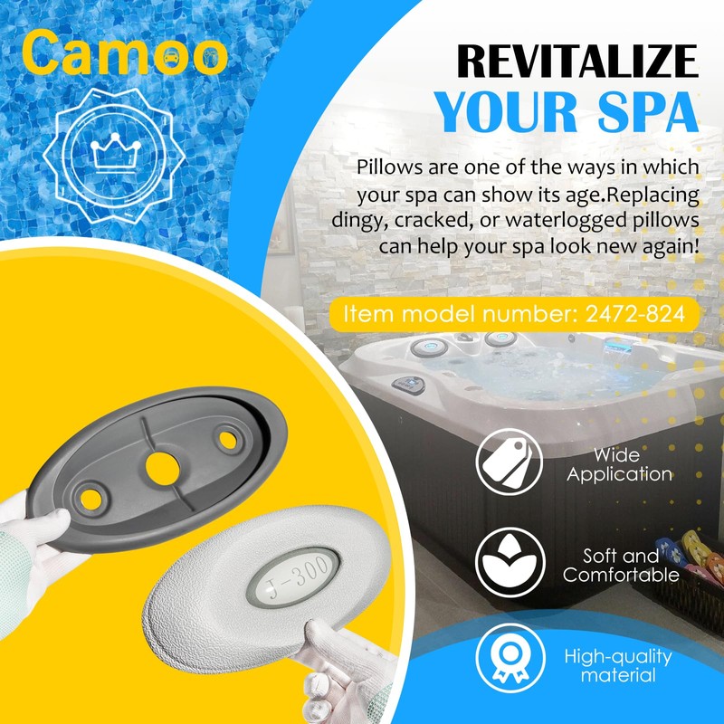 4 Pack 2472-824 Spa Oval Pillow Insert + Back Mount