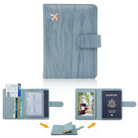 Melsbrinna Rfid Passport Holder for Travel women/Men, Cute Passport Wallet Rfid Blocking Card Slots, Rfid Passport Cover/CaseTravel Wallet, Passport Book Holder (1, Blue1)