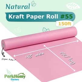 PerkHomy Light Pink Kraft Paper Roll 48" x 1,800" (150') for Gift Wrapping Bouquet Flower Kids Art Painting Craft Writing Packaging Shipping 80GSM 55LB (Light Pink, 48" x 150')