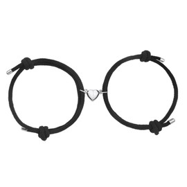 Magnetic Couple Bracelets, Mutual Attraction Bracelets Vows of Eternal Love Jewelry Gifts for Boyfriend Girlfriend Best Friend, Adjustable, #1 Black + Black, (L2US-2998049)