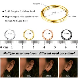 PATISORNA 4 Pairs Small Gold Huggie Hoop Earrings Set for Women Men Hypoallergenic Lightweight Earrings for Sensitive Ears for Cartilage Piercings Jewelry for Women Gifts