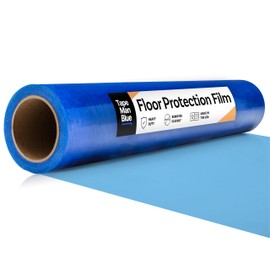 Floor Protection Film, 48 inch x 500' roll, Made in USA, Blue Self Adhesive Floor Protector for Moving and Construction, Temporary Covering for Protection of Hardwood, Tile, Hard Surfaces