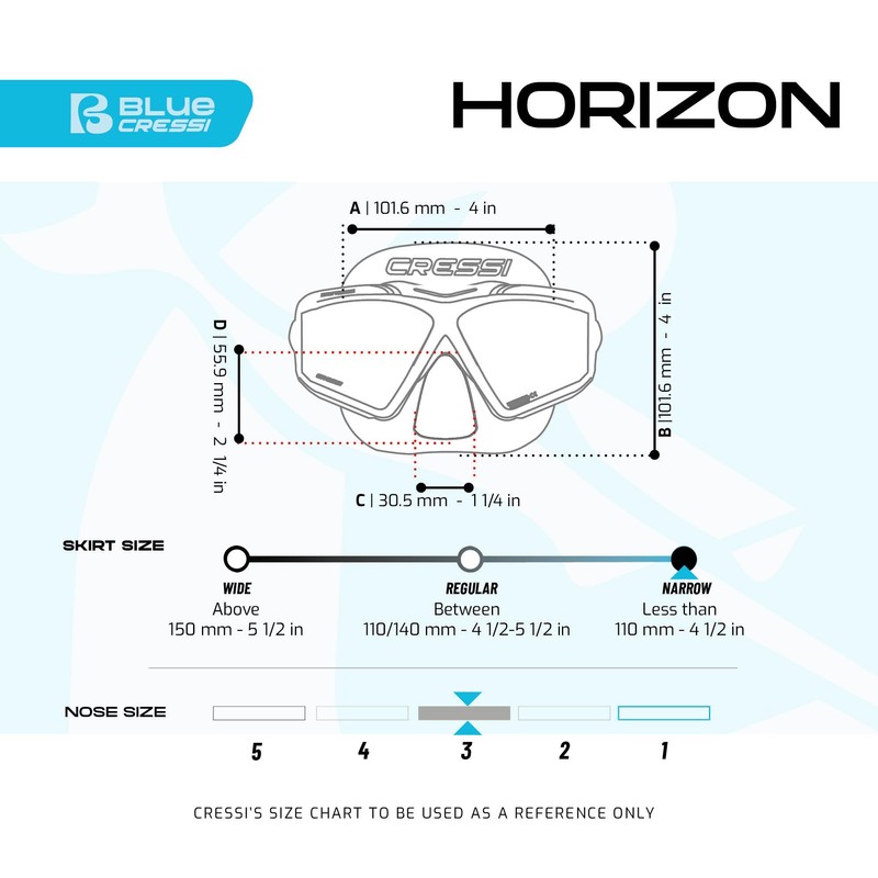 CRESSI Horizon Mask Black/Black - Mask for Diving and Snorkeling