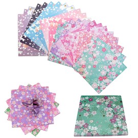 120 Sheets Origami Paper 15 x 15 cm Japanese Cherry Blossom Pattern, Double-Sided Coloured Origami Paper, Cherry Blossom Christmas Origami Paper, Washi Paper for DIY Arts and Crafts Projects