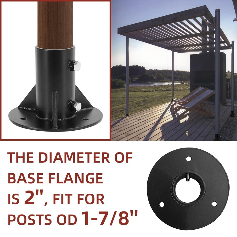 Cskunxia 1PC Round Posts Base Bracket 2" Base Flange Chain