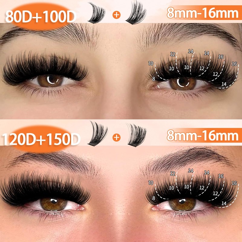 Lash Clusters Kit Volume Fluff Extensions 621Pcs Individual Cluster