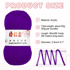 sourcing map 1PCS Crocheting Yarn,Dark Purple 4 Ply Acrylic Yarn 50g Sport Weight Yarns Bulk Soft and Fluffy Yarns for Knitting DIY Crochet Handicraft Blankets Gift,98 Yards