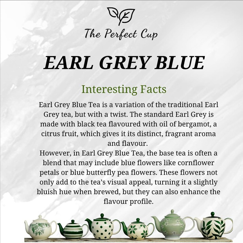 Earl Grey Blue Flower Loose Leaf Tea, Bergamot Oil, Resealable