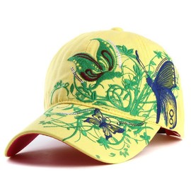 Trucker Hats California H Womens Hat Trendy Creativity Flowers Butterfly Sequins Embroidered Baseball Cap Yellow