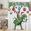 DeeCabin Funny Christmas Shower Curtain, Cute Cute Dinosaur in Santa