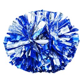 Hooshing 2 Pack Pom Poms Cheerleading Blue and Silver Pompoms with Baton Handle for Team Sports Spirit Dance Cheering