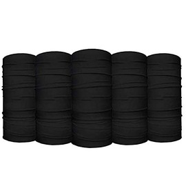 S A Company 5 Pack UV Face Shield Multipurpose Protector Neck Gaiter Elastic Face Mask Patriotic Design for Men, Solid Black