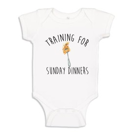 The Shirt Den Training for Sunday Dinners Pasta Baby Bodysuit One Piece NB White