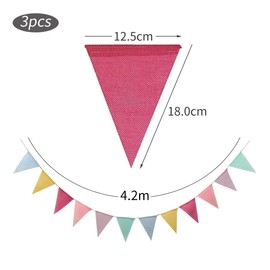 Bunting Outdoor, Pack of 3 Bunting Garland, Bunting Outdoor Weatherproof Fabric, Suitable for Birthday Party Indoor Outdoor Decoration