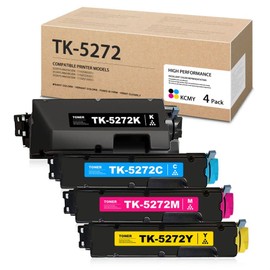 4 Pack TK5272 High-Yield Toner Cartridges BK/C/M/Y, Dophe Compatible Toner Replacement for Kyocera TK-5272 ECOSYS M6235cidn M6630cidn M6635cidn P6230cdn Printers