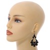 Victorian Style Black Acrylic Bead Chandelier Earrings/Black Tone/ 65mm L