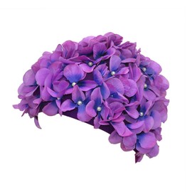 Medifier Women's Vintage Floral Leaf Retro Swimming Cap, purple