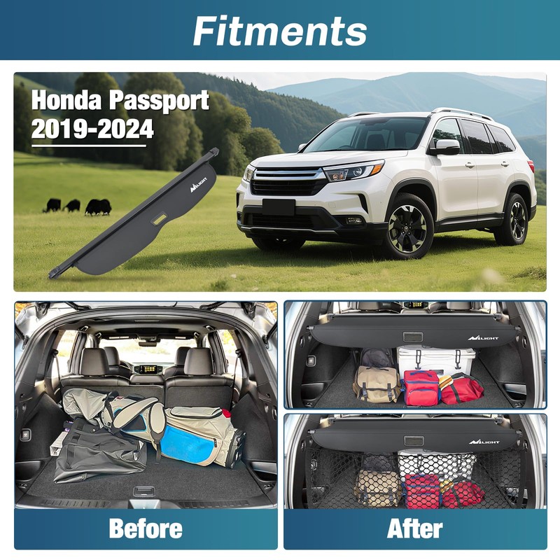 Nilight Trunk Cargo Cover for Honda Passport 2019 2020 2021