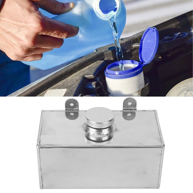 Universal Aluminum Washer Reservoir 2L Aftermarket Replacement Bottle Polished Intercooler