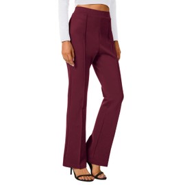 Urban CoCo Women's Stretchy Yoga Dress Pants Bootcut Work Slacks Petite Slacks for Office Casual (Wine Red, XL)