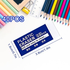 Pack of 40 Erasers, Mini Erasers, Kids, Soft 2B Eraser, Rubber Eraser for Pencils and Crayons, Schools, Sketches, Paintings, Educational, Arts