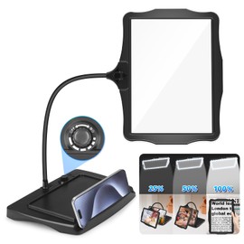 5X Large Rechargeable Magnifying Glass with Light and Stand, 50 LED Flexible Gooseneck Hands Free Magnifying Desk Lamp,Large Page Magnifier for Reading,Sewing,Crafts,Close Work,Painting,DIY, Black