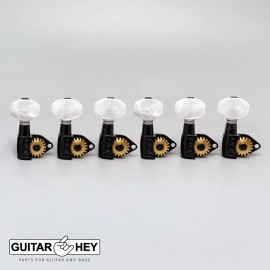 Hipshot NEW Hipshot Classic Open-Gear Non-Staggered Tuners 6 in line PEARLOID - BLACK