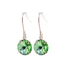 pewterhooter London Collection Women's Sparkling 14k Rose Gold plated Crystal Earrings with Gift Box. (Peridot)