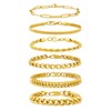 MAIBAOTA 6PCS Mens Bracelets Gold Stainless Steel Cuban Chain Bracelet