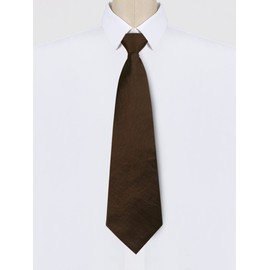 Allegra K Men's Pre-Tied Zipper Tie Solid Color Formal Casual Adjustable 8cm Wide Tie Brown 35 cm/13.8"