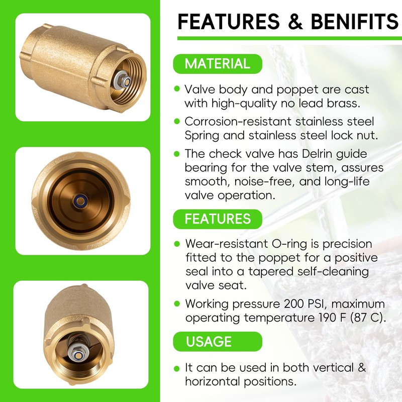 1 inch Check Valve with Backflow Preventer for Merrill CVNL100
