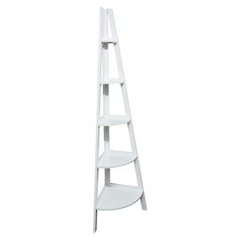 Casual Home 5-Shelf Corner Ladder Bookcase, White