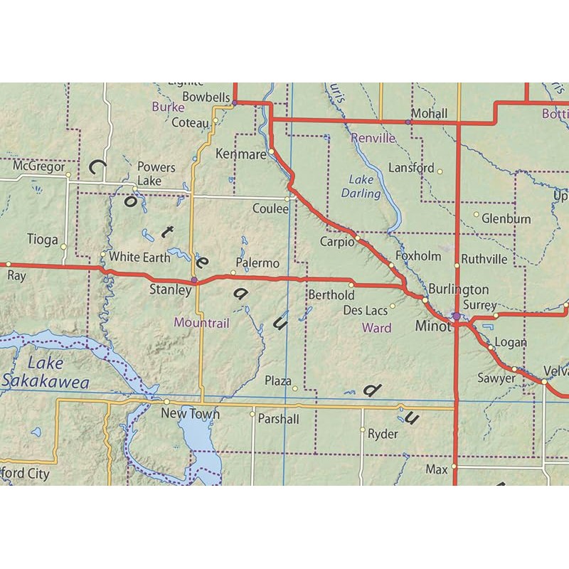 North Dakota State Poster Map - 16.5 x 23.4 Inches