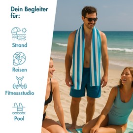 Momevo SunChill Microfibre Towel, Compact Sports Towel, Travel Towel, Beach Towel, Quick-Drying and Lightweight for Beach, Sports, Fitness, Sauna (Beach & Family Set of 3)