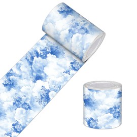 HOMETITUTE Wallpaper Border 4x196 Inch Peel and Stick Wall Border Wallpaper Border Self Adhesive Blue Ink Cloud Floral Wall Trim for Bathroom Kitchen Mirror Frame Closet Backsplash Entryway Decor
