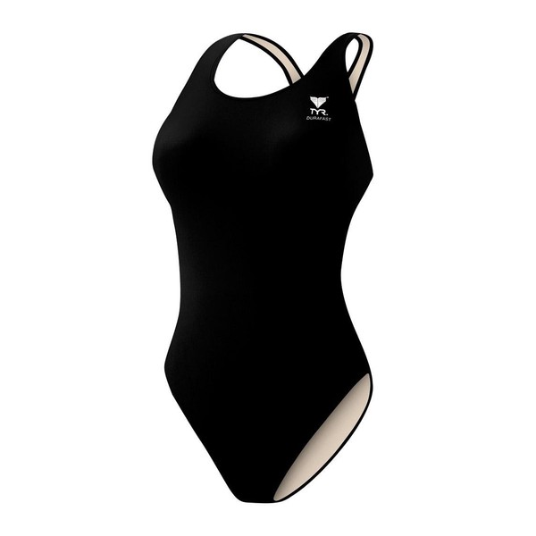 TYR Sport Girl's Solid Maxback Swim Suit (Black, 20)