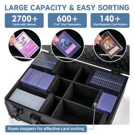 Eugsph Trading Card Storage Box for 3" X 4" 35pt Toploaders 600+, Sturdy Secure Large Capacity Hard Case with 6 Foam Stoppers, Fits Toploader Magnetic Holders MTG Baseball Sports Card Storage Box Case
