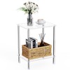 Bkemiy Clear Acrylic Side Table, 2-Tier End Table for Living