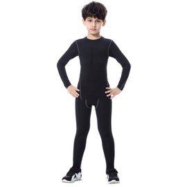TERODACO Kids Long Sleeve Compression 2 Pcs Set Thermal Base Layer Suits Unisex