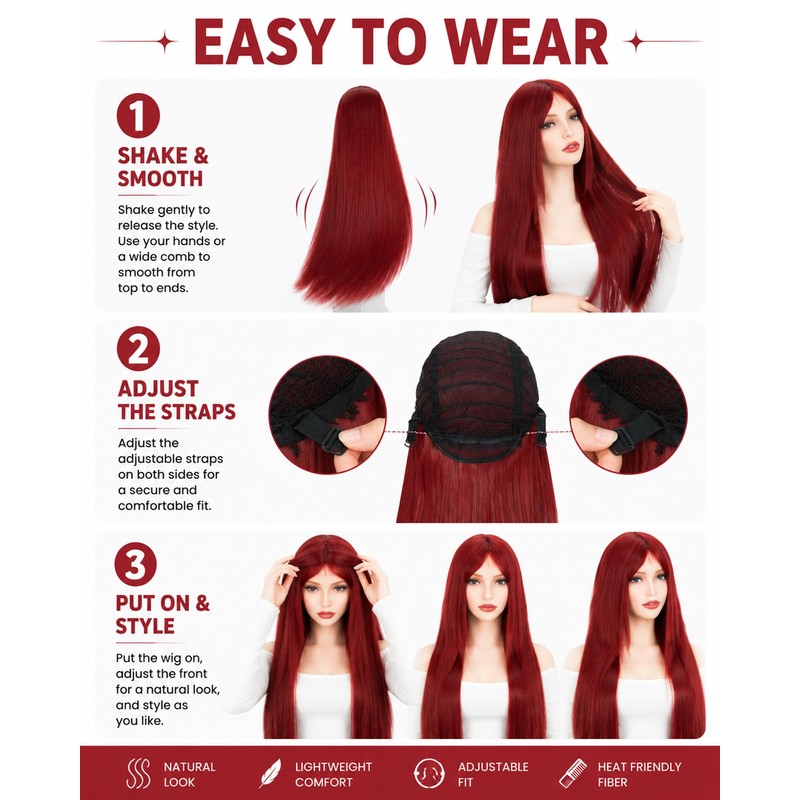 Rose bud Halloween Cosplay Wig Red Sally Costume Wigs for