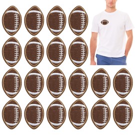 DAJISI 20PCS Football Iron on Patches, Football Clothes Patches for Holes Sports Embroidered Patch for Clothes Hats Jeans Sew On/Iron on Football Patches for Kids Boys Girls Adults（Dark Brown）