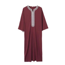 Greatfool Kaftan Men's Prayer Clothing for Men with Premium Quality Processes Elegant and Traditional Abaya Men, red