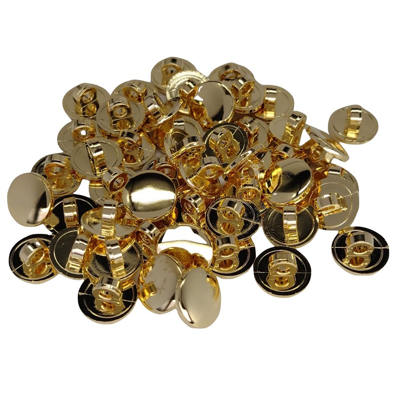 12 Gold Buttons and Silver Buttons Flat Shiny 5 Sizes