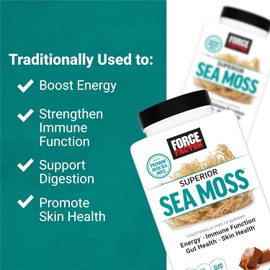 Force Factor Superior Sea Moss, Premium Irish Sea Moss to Support Energy, Immune Function, Gut Health, & Skin Health, Non-GMO, Gluten Free, Salted Caramel Flavor, 60 Soft Chews