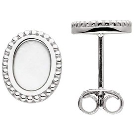 JOBO Women's 925 Silver Stud Earrings with Mother of Pearl Inserts Oval, 925 sterling silver, Mother of Pearl